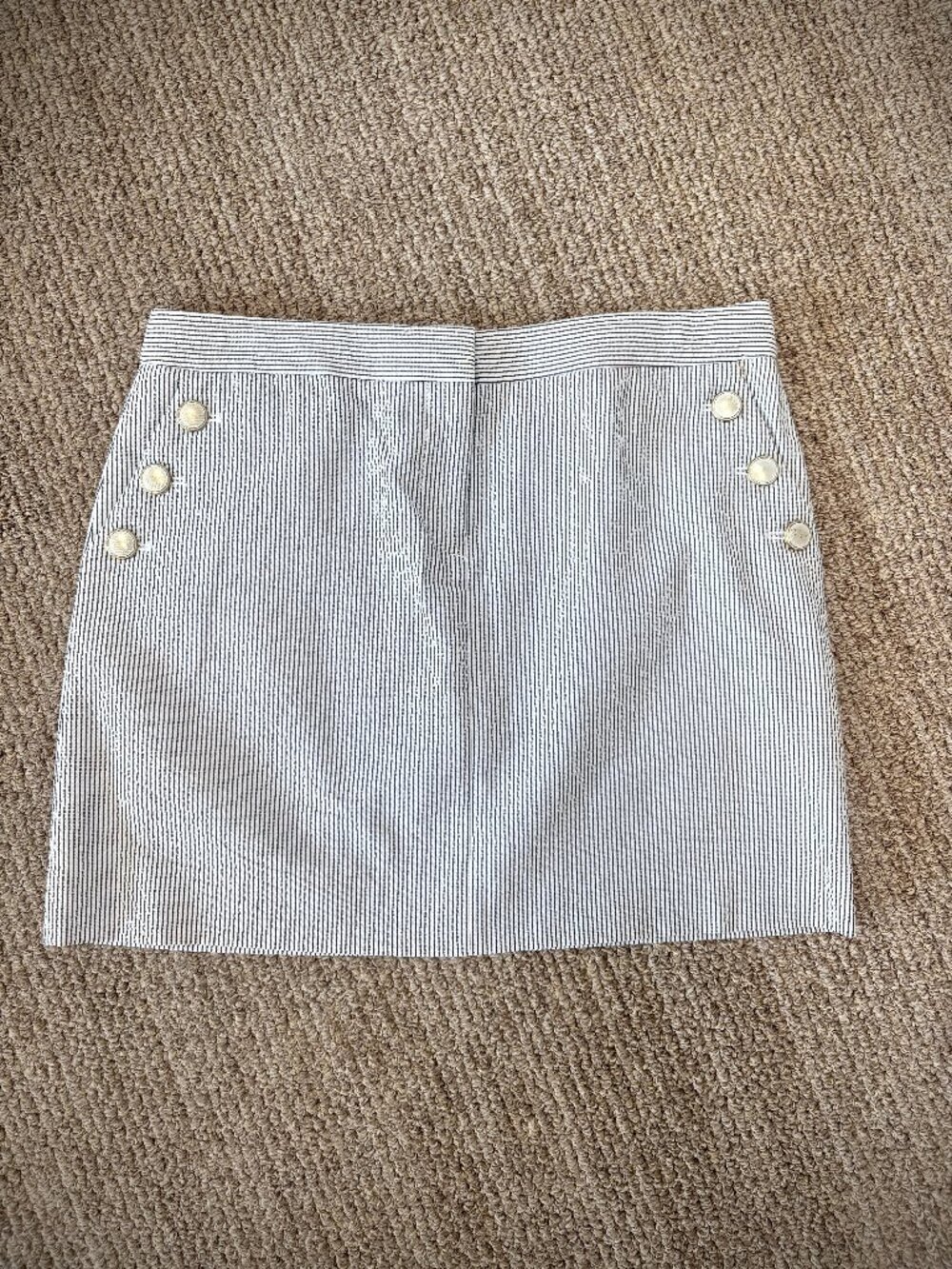 J. Crew Factory Seersucker Mini Skirt with Pocket Buttons, Size 6
